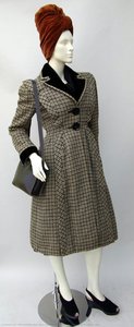 Black And Brown Houndstooth Check Coat With Black Velvet Collar — Maria Adélaïde Nielli