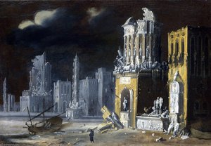Fantastic Ruins With Saint Augustine And The Child — François De Nomé