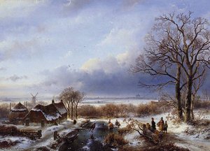 Winter Landscape Sun — Andreas Schelfhout