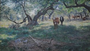 Field With Grazing Cows — Johan Krouthén