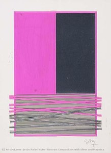 Abstract Composition With Silver And Magenta — Jesús Rafael Soto