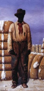Netro Man With Cotton Bales, Holding A Cotton Hook — William Aiken Walker