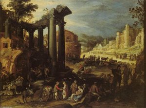The Campo Vaccino With A Gypsy Woman Reading A Palm — Paulus Bril