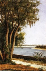 River, Tree, City On Horizon — William Aiken Walker