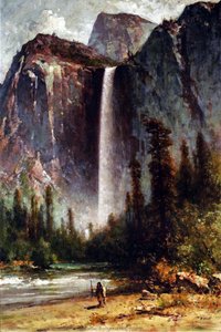 Ahwahneechee - Piute Indian At Bridal Veil Falls, Yosemite — Thomas Hill