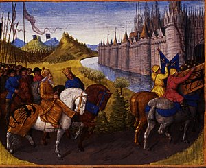 Entry Of Louis Vii (c.1120-80) King Of France And Conrad Iii (1093-1152) King Of Germany Into Constantinople During The Crusades, 1147-49 — Jean Fouquet