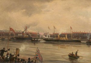 The Queen On Board 'the Enchantress' At Trafford Wharf Ship Canal, Manchester — Albert Dunington