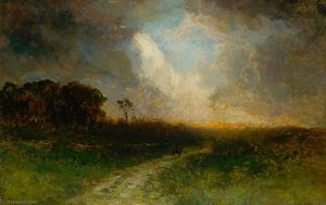 Untitled (landscape, Man On Horse) — Edward Mitchell Bannister