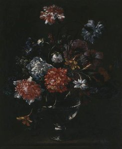 Fleurs Dans Un Vase De Cristal — Jean Baptiste Monnoyer