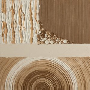 Monolithic Echoes Of Earthly Rings In Sculptural Cream And Umber Relief — David Moreau