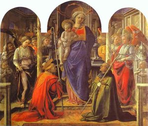 Virgin And Child Surrounded By Angels With St. Frediano And St. Augustine (the Barbadori Altarpiece) — Filippo Di Tommaso Lippi