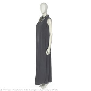 Evening Dress Of Gunmetal Grey Silk Faille — Pietro Costante Cardin