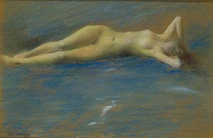 Reclining Nude Figure Of A Girl — Thomas Wilmer Dewing