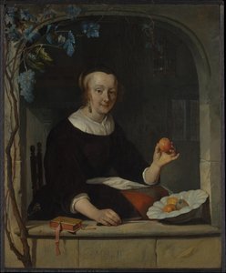 Une Femme Assise À Une Fenêtre — Gabriel Metsu