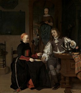 Young Couple At Breakfast — Gabriel Metsu