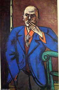 Self-portrait In Blue Jacket — Max Beckmann