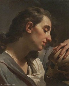 Study Of A Lady Contemplating A Skull — Gaetano Gandolfi
