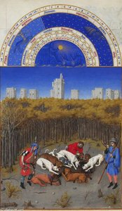 Facsimile Of December: Hunting Wild Boar — Limbourg Brothers