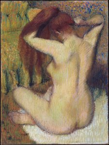 女性の髪をとかす絵画 — ヒラール・ジェームズ・エドガー・デガス