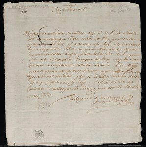 Autograph Statement Requesting That The Guarantee Provided Be Considered Sufficient (biblioteca Nacional De España)\n\n[page 1] — Miguel De Cervantes Saavedra