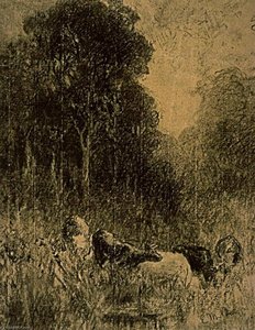 Landscape With Cows In Foreground — Edward Mitchell Bannister