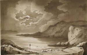 Figure On Seashore By Moonlight — James Francis Danby
