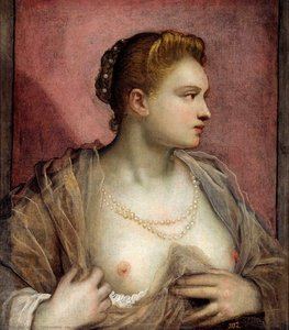Portret Kobiety Odkrywającej Biusty — Jacopo Tintoretto