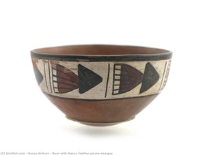 Bowl With Nasca Feather Plume Designs — Nasca Artisan