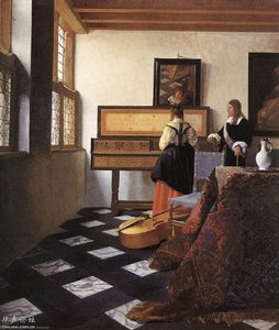 Une Dame Aux Virginales Avec Un Gentleman — Johannes Vermeer