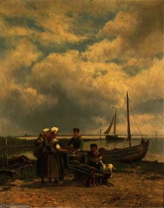 Loading The Catch Onto A Dog-cart — Johannes Hermanus Koekkoek