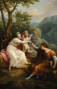 Sappho Giving Anacreon A Feather From Cupid's Wing — Antonio Zucchi