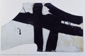 Goudron Sur Verre 45.5 X 76.5 Cm, 1948 — Pierre Soulages
