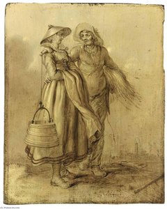 An Amorous Peasant Couple Conversing — Adriaen Pietersz Van De Venne