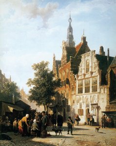 Marketview With Cityhall Woerden — Cornelis Springer