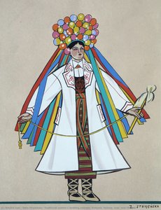 Traditional Women`s Wedding Costume, Volhynia [volynia] Area [now Ukraine] — Zofia Stryjeńska