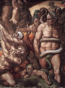 Pravý - Posúdenie Posledného Súdneho Dne (detail) — Michelangelo Buonarroti
