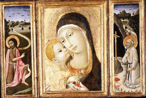 Madonna And Child; Saint John The Baptist; Saint Jerome — Sano Di Pietro