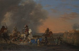 Cavalry Attack At Sunset, Jan Asselijn, 1646 — Jan Asselijn