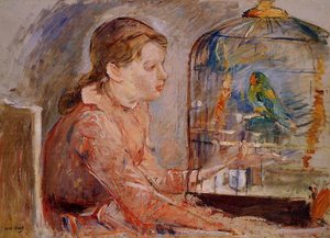 Young Girl And The Budgie — Berthe Morisot