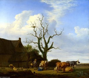 A Farm With A Dead Tree — Adriaen Van De Velde
