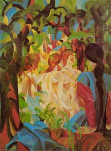 Badende Mädchen Mit Stadt Im Hintergrund — August Macke