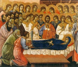 Maestó (front, Crowning Panels), The Death Of The Virgin — Duccio Di Buoninsegna