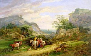 Landscape With Figures And Cattle, Sea In The Distance — James Leakey
