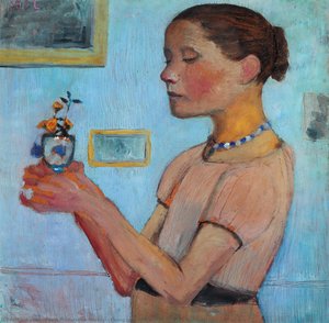 Joven Con Flores Amarillas En El Cristal — Paula Modersohn-becker