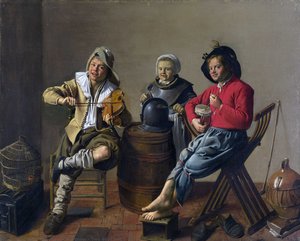 Two Boys And A Girl Making Music — Jan Miense Molenaer