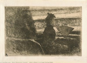 Dame In Schwarz, In Einer Loge Nach Rechts Gewandt — Mary Stevenson Cassatt