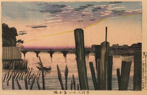 Breakwater Stakes And Ryōgoku Bridge — Kobayashi Kiyochika