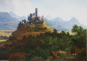 Blick Auf Die Godesburg Und Das Siebengebirge — Karl Bodmer