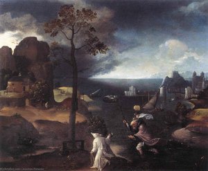 St Christopher Bearing The Christ Child — Joachim Patenir