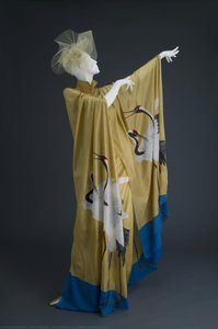 Gold Dress And Caftan With Cranes — Hanae Mori